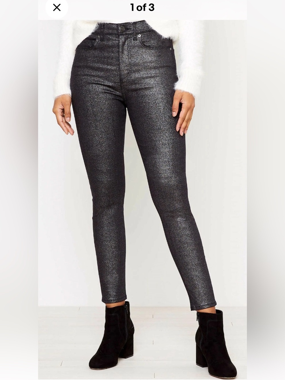 LOFT  High-Rise Skinny Jeans in black‎ shimmer- NWOT. Retail 89
